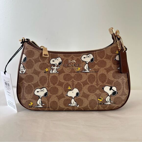 NWT ❤️ Coach X Peanuts Teri Shoulder Bag In Signature Canvas Snoopy Print CBJ88 - Picture 11 of 13